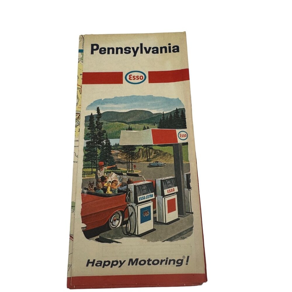 Vintage 1967 Pennsylvania Esso Road Map Humble Oil Refining Co.